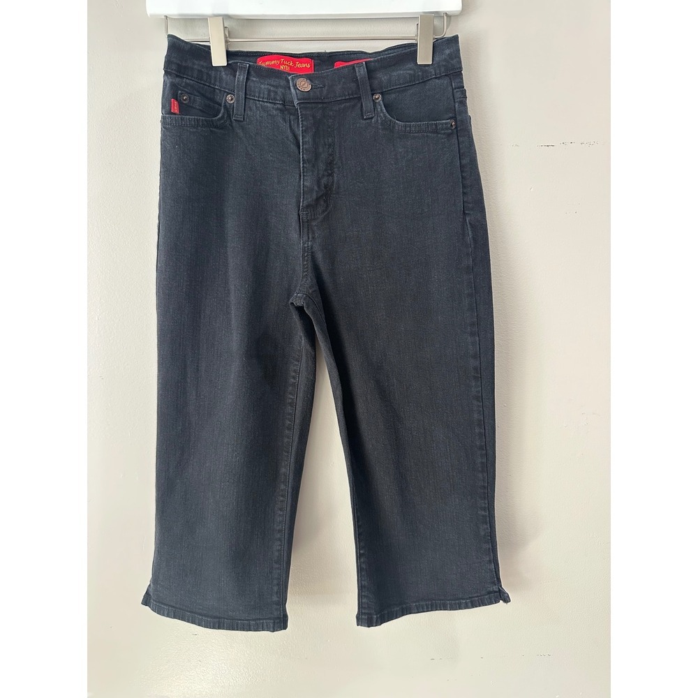 NYDJ Tummy Tuck Jeans Womens 6P Black Denim Capris Petite P409B Made in USA